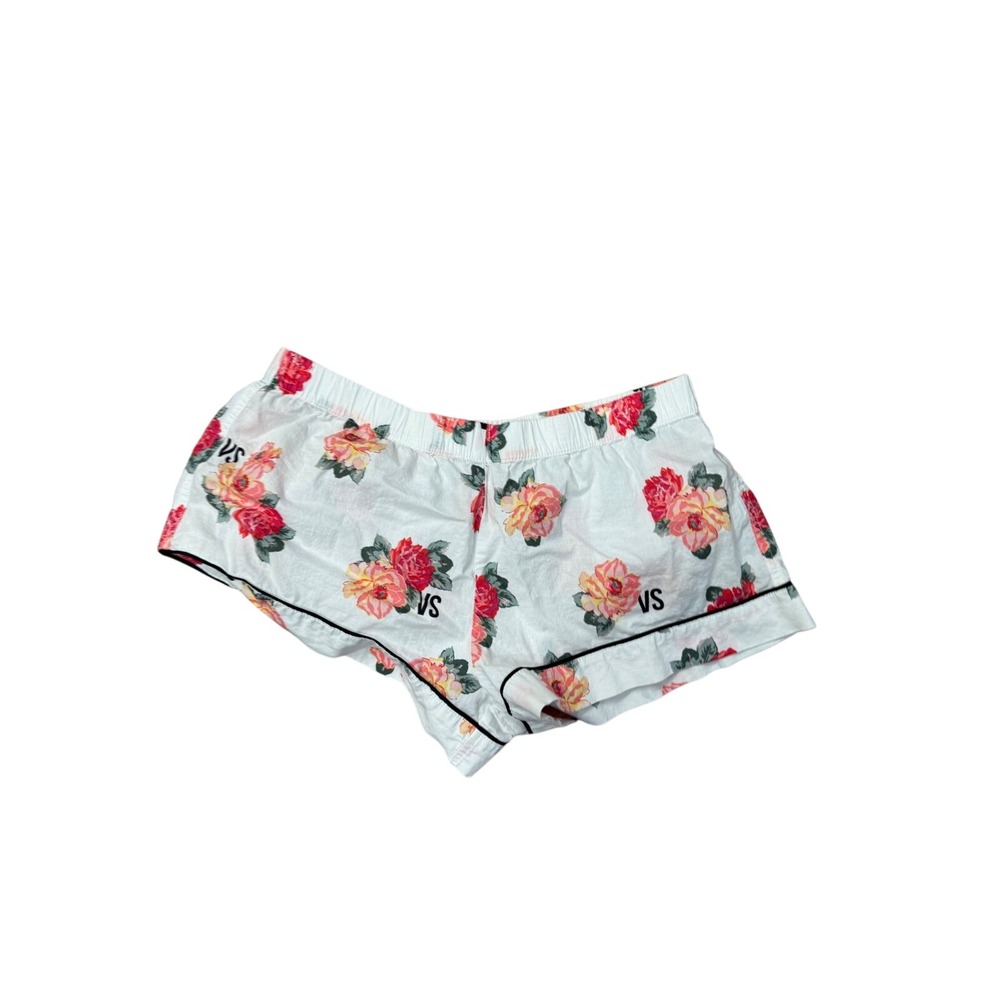 Victorias Secret Womens Floral‎ Pajama Shorts Size M White Soft Feminine